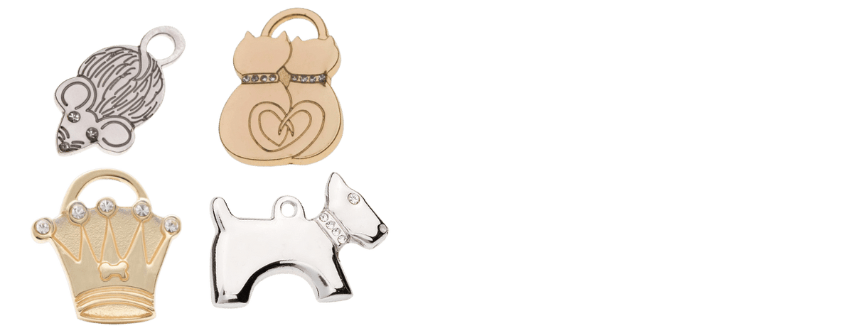 Hamish McBeth Pet ID Tags include free laser engraving made from high quality materials including genuine Czech crystals in our bling tags. Our range caters for both dogs and cats.