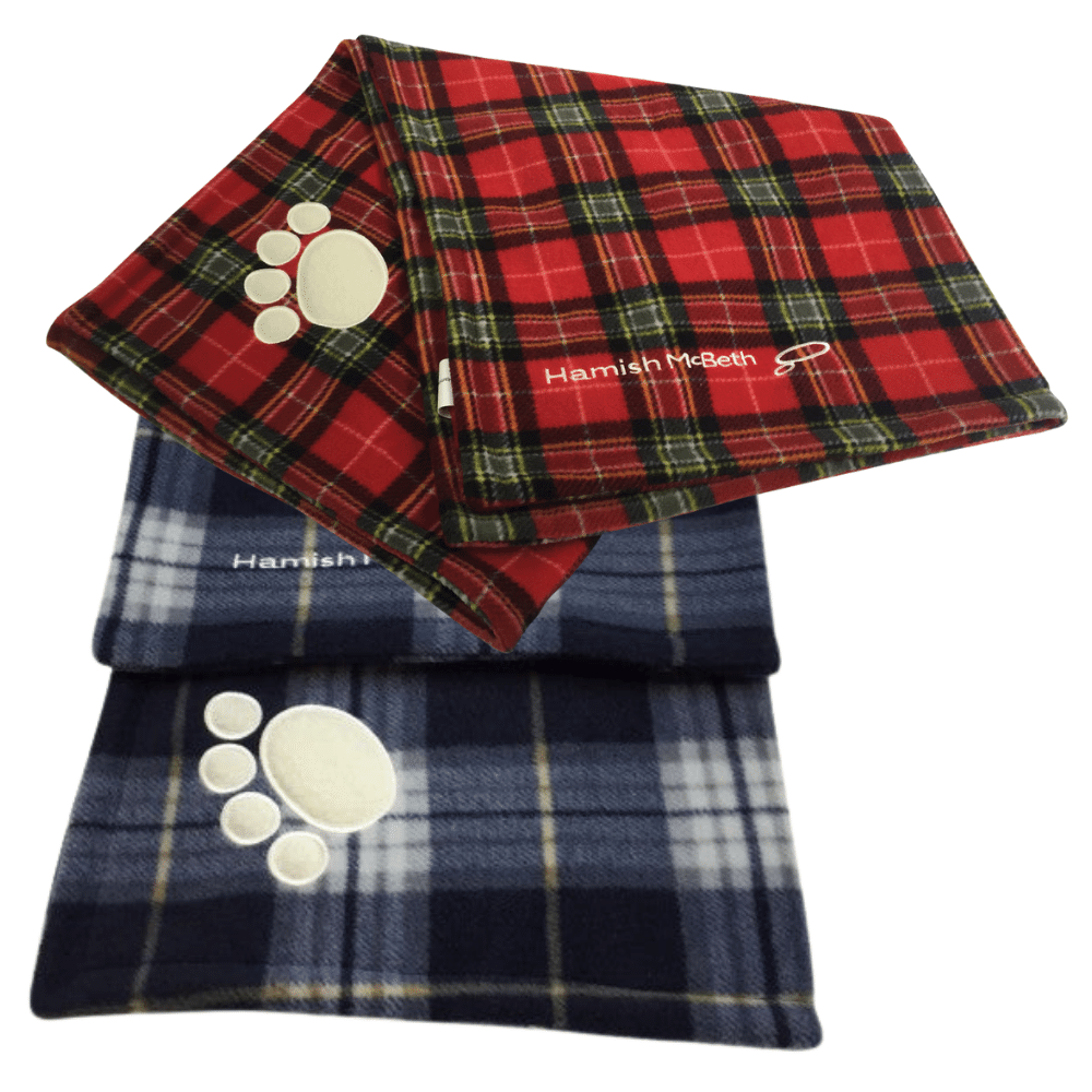 Hamish McBeth soft fleece dog blankets are just what your pet needs to be comfortable and warm. These beautiful blankets can be used in the car, on the lounge or to make any night time more snuggly and warm. Matching pyjamas also available.