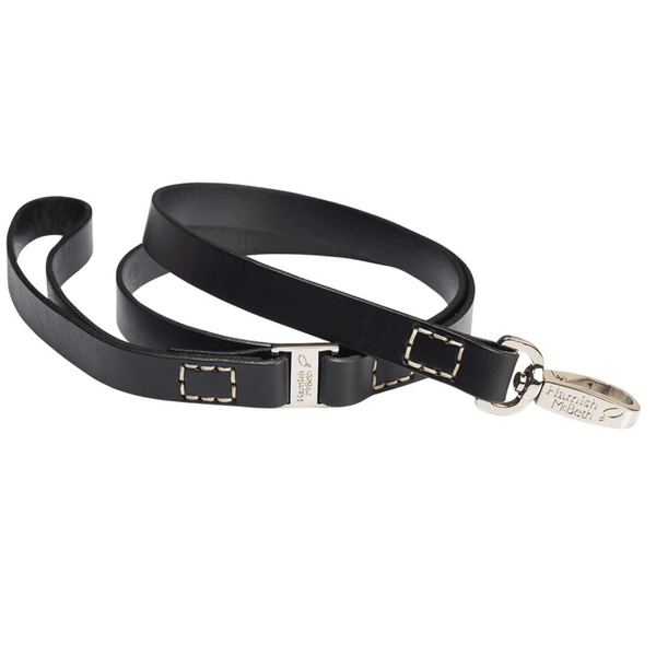 Hamish McBeth black leather dog lead to compliment our range of black leather collars. Vegetable dyed luxury top grain leather with a buttery smooth texture.