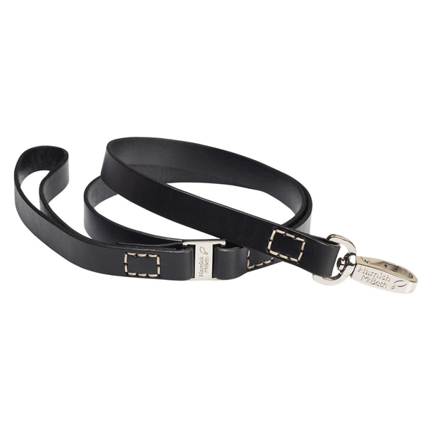 Hamish McBeth Black leather dog lead to compliment our range black leather collars.   Vegetable dyed luxury top grain leather with a buttery smooth texture.