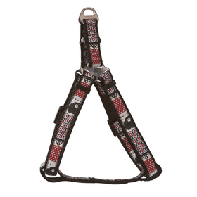 Hamish McBeth bright contrasting black and red Swimmable webbing harness is perfect for outdoor walks and playing in the water or mud. It is made with extra strong stitching, is rust proof and can be easily washed after rolling in the mud. The colourful ribbon overlay sets the scene for a summer of fun. Matching Collar and Lead also available.