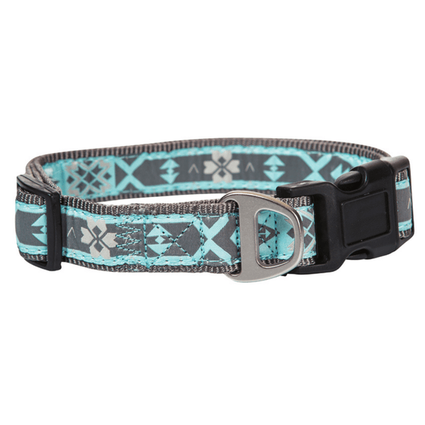 Hamish McBeth summer blue Swimmable webbing dog collar is perfect for outdoor walks and playing in the water or mud.  It is made with extra strong stitching, is rust proof and can be easily washed after rolling in the mud.  The colourful ribbon overlay sets the scene for a summer of fun.  Matching Lead and Harness also available.