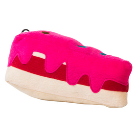 Hamish McBeth fun dog toy cake with pink icing - and not a calorie in sight! Perfect for celebrating a birthday plus there is a great sounding squeaker that will have them coming back to play for hours. Size: 18cm
