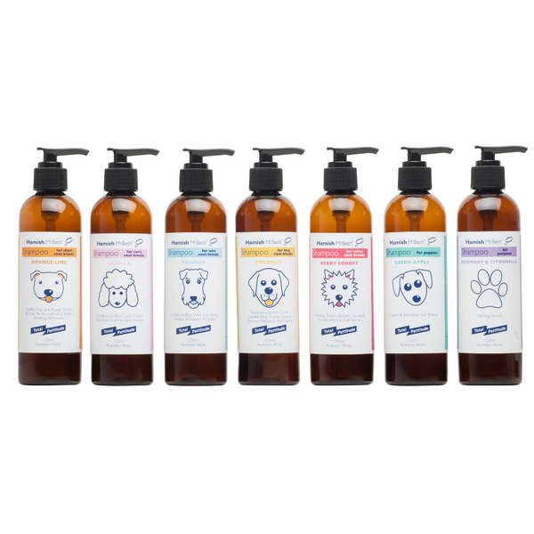 Natural dog shampoo and dog colognes are hard to find. Luckily our dog shampoo and dog cologne are natural and organic, with only natural ingredients, organic extracts and essential oils. They are all hypoallergenic and contain no soap, phosphates or parabens. And what's more, they smell fantastic.