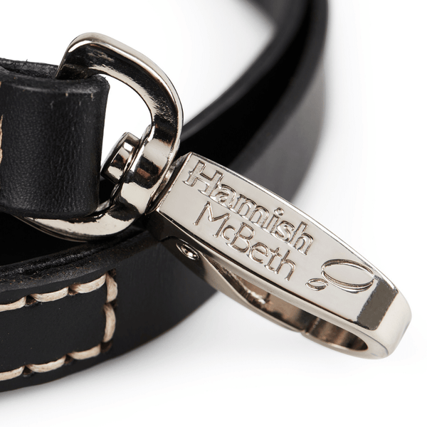 Hamish McBeth Black leather dog lead to compliment our range black leather collars.   Vegetable dyed luxury top grain leather with a buttery smooth texture.