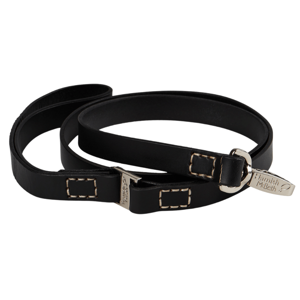 Hamish McBeth Black leather dog lead to compliment our range black leather collars.   Vegetable dyed luxury top grain leather with a buttery smooth texture.