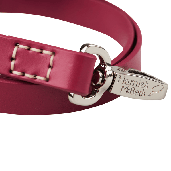 Hamish McBeth pink leather leash to compliment our pink leather collars.   Vegetable dyed luxury top grain leather with a buttery smooth texture. 