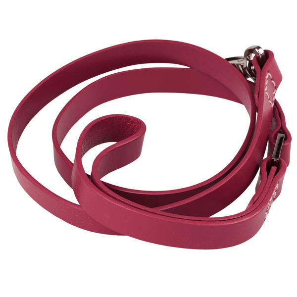 Hamish McBeth pink leather leash to compliment our pink leather collars.   Vegetable dyed luxury top grain leather with a buttery smooth texture. 