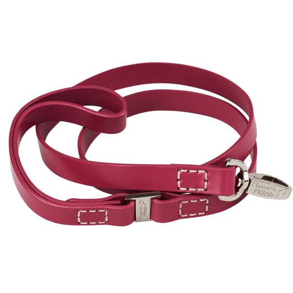 Hamish McBeth pink leather leash to compliment our pink leather collars.   Vegetable dyed luxury top grain leather with a buttery smooth texture. 