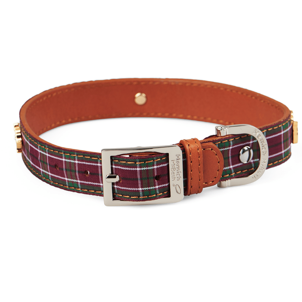 Leather dog collar Highland Purple Tartan Dog Collar Hamish McBeth