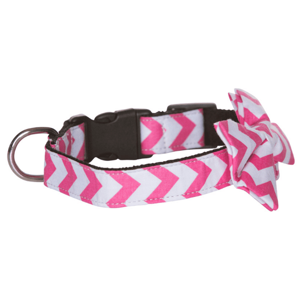 Hamish McBeth stylish pink chevron bowtie is an adjustable collar and includes a removable bow tie giving you the option to dress it up or down as mood suits you and your pup. Handmade from quality cotton fabric and strong yet soft webbing that provides best style and comfort.