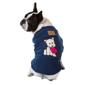 Super soft microfleece Hamish McBeth Blue dog Pyjamas with a puppy heart motif are the best dog clothes to keep your pooch snuggly and warm. Sleep with them or walk out in style. Sizing from puppies to big dogs.