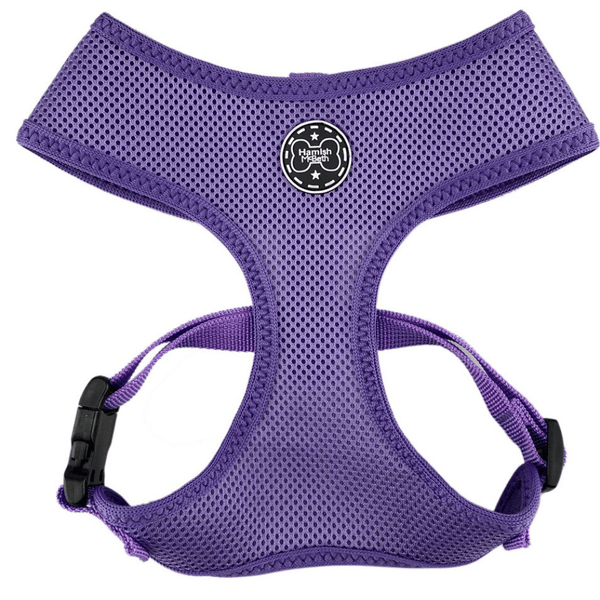 Step out in style with this fashionable and comfortable dog harness.  Hamish McBeth purple design, your dog will be looking the part when meeting their mates. Designed for easy use, lightly padded and comfortable with flexible fit leg holes plus double stitching for extra strength. This dog harness is specifically designed to give your pooch an easy and comfortable walk.