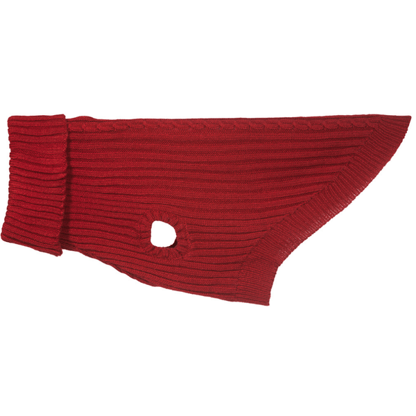 Hamish McBeth 100% Mongolian pure wool dog jumper in red is hand loomed with a roll neck cable knit design that makes this knitted dog jumper warm and comfortable. Available in 6 sizes