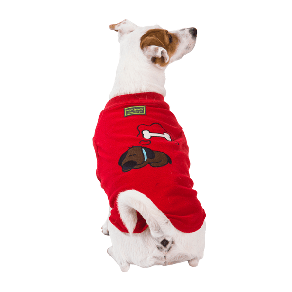 Super soft microfleece Hamish McBeth Red dog Pyjamas with a sleeping dog motif are the best dog clothes to keep your pooch snuggly and warm. Sleep with them or walk out in style. Sizing from puppies to big dogs.