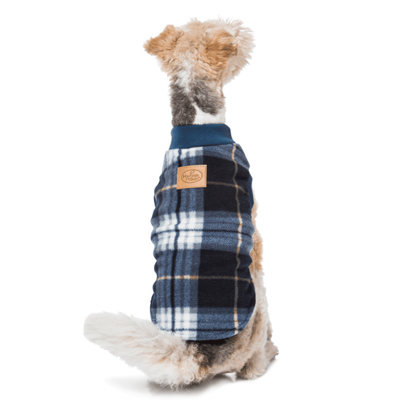 Super soft microfleece Hamish McBeth Blue Tartan dog Pyjamas  are the best dog clothes to keep your  pooch snuggly and warm. Sleep with them or walk out in style. Sizing from puppies to big dogs. Matching tartan blue blanket available.