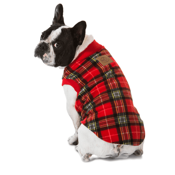 Super soft microfleece Hamish McBeth Red Tartan dog Pyjamas  are the best dog clothes to keep your  pooch snuggly and warm. Sleep with them or walk out in style. Sizing from puppies to big dogs. Matching tartan red blanket available.