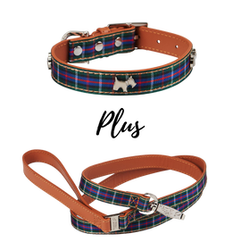 BUNDLE - Highland Blue Tartan Dog Collar & Lead