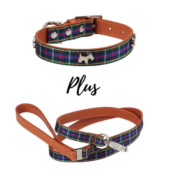 BUNDLE - Highland Blue Tartan Dog Collar & Lead