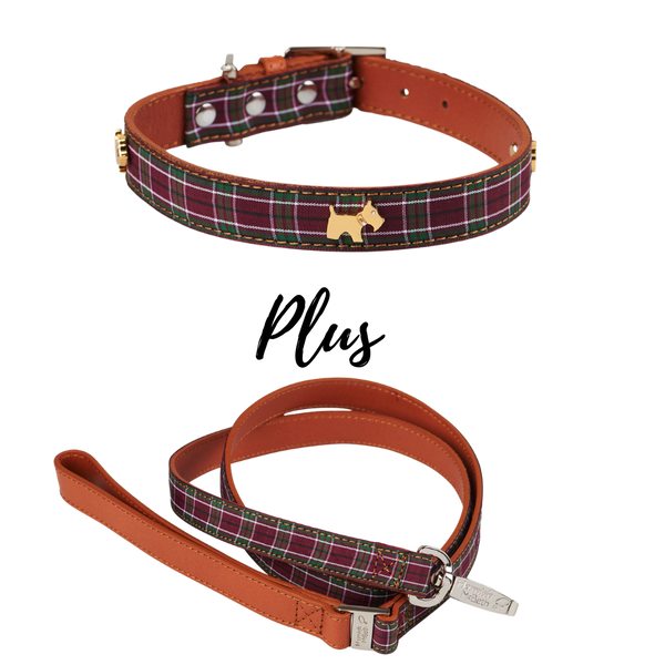 BUNDLE - Highland Purple Tartan Dog Collar & Lead