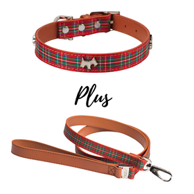 BUNDLE - Highland Red Tartan Dog Collar & Lead