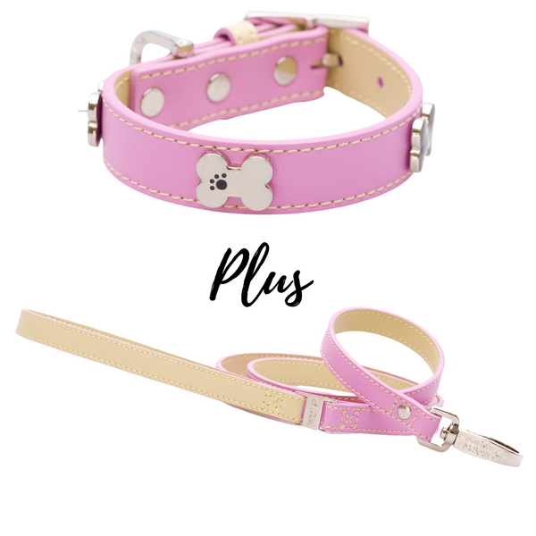BUNDLE - Pink Bones Bling Dog Collar & Lead